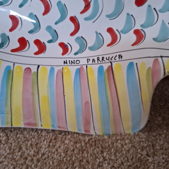 Nino Parrucca Large Hand Painted Fish Shaped Platter 19x14 - Picture 2 of 8